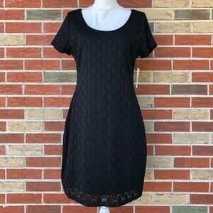 Isaac Mizrahi Eyelet NWT Round Neck Black Short Sleeve Mini Dress 👗